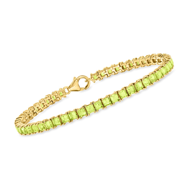 8.00 ct. t.w. Square Peridot Tennis Bracelet in 18kt Gold Over Sterling image number 0