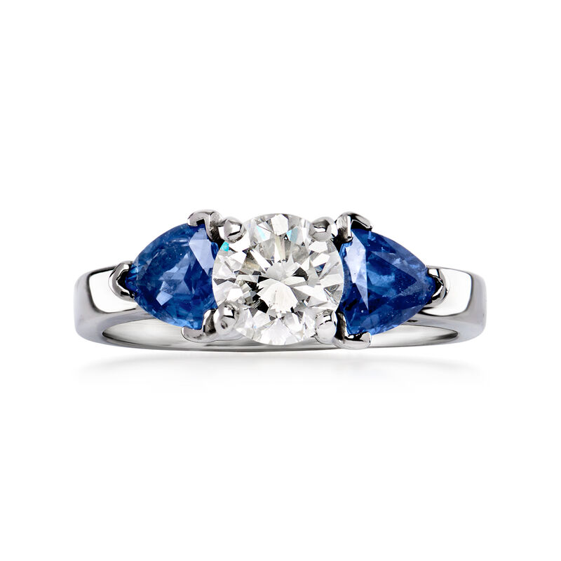 C. 1990 Vintage .80 Carat Diamond Ring with .80 ct. t.w. Sapphires in Platinum. Size 6.5 image number 0