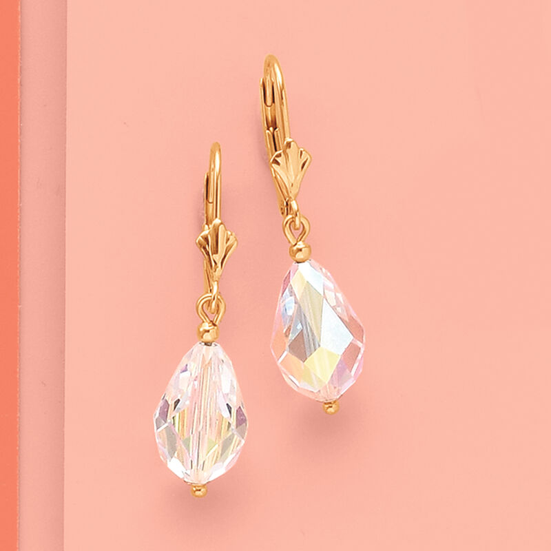 Swarovski Crystal Drop Earrings in 14kt Yellow Gold image number 2