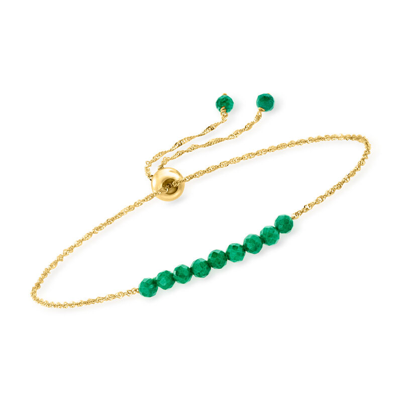 1.60 ct. t.w. Emerald Bead Bolo Bracelet in 14kt Yellow Gold  image number 0