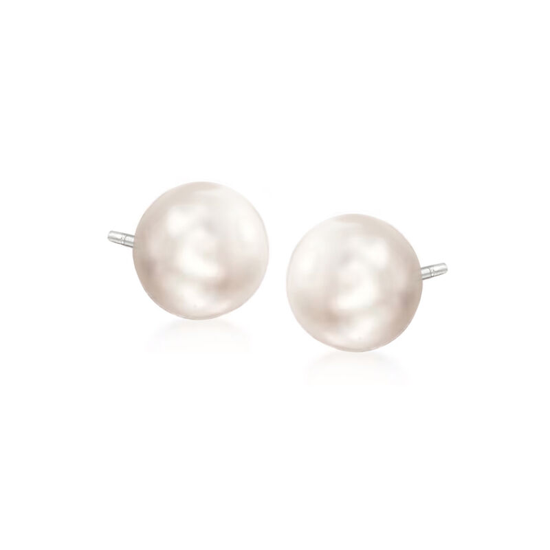 7.5mm Cultured Pearl and 1.10 ct. t.w. CZ Jewelry Set: Earrings and Earring Jackets in Sterling Silver image number 4