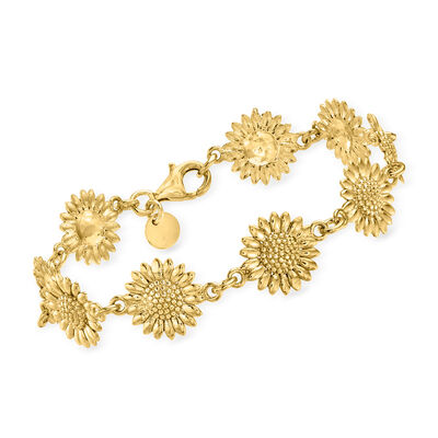 Italian 18kt Gold Over Sterling Sunflower Bracelet