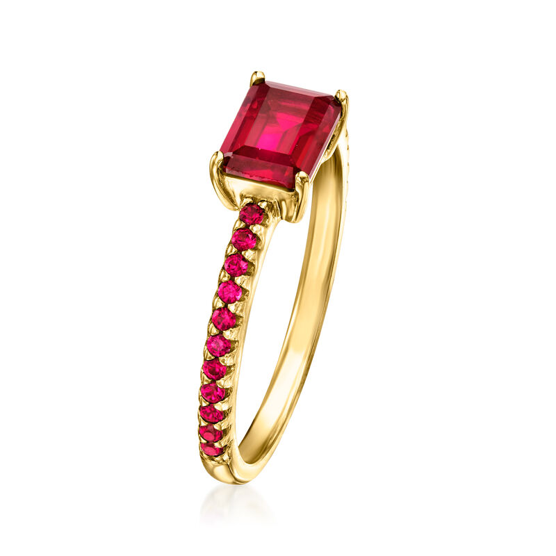 1.10 ct. t.w. Lab-Grown Ruby Ring in 18kt Gold Vermeil. Size 7 image number 2