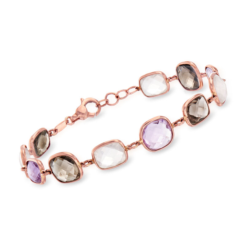 C. 1980 Vintage 30.50 ct. t.w. Multi-Gemstone Bracelet in 14kt Rose Gold image number 0