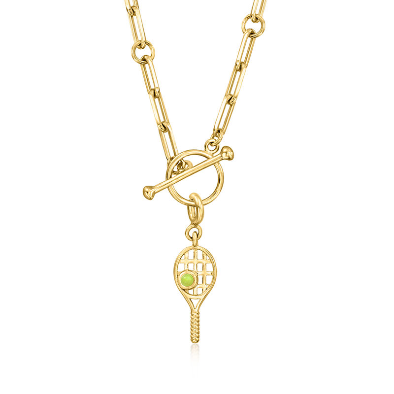 18kt Gold Over Sterling Tennis Racket Charm with Yellow Quartz image number 2