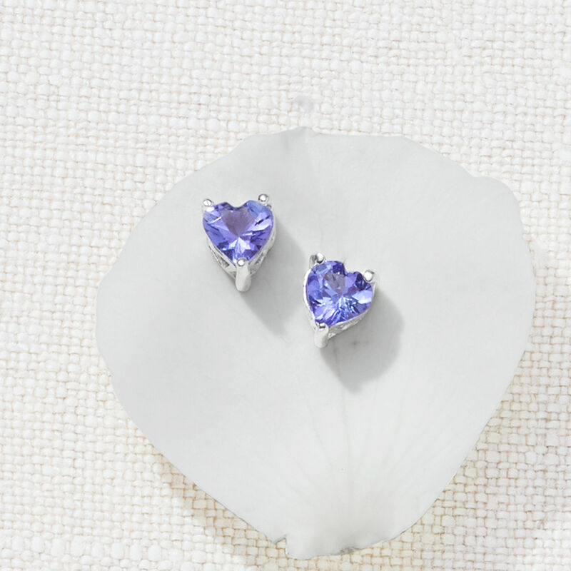 .90 ct. t.w. Tanzanite Heart Stud Earrings in Sterling Silver image number 2