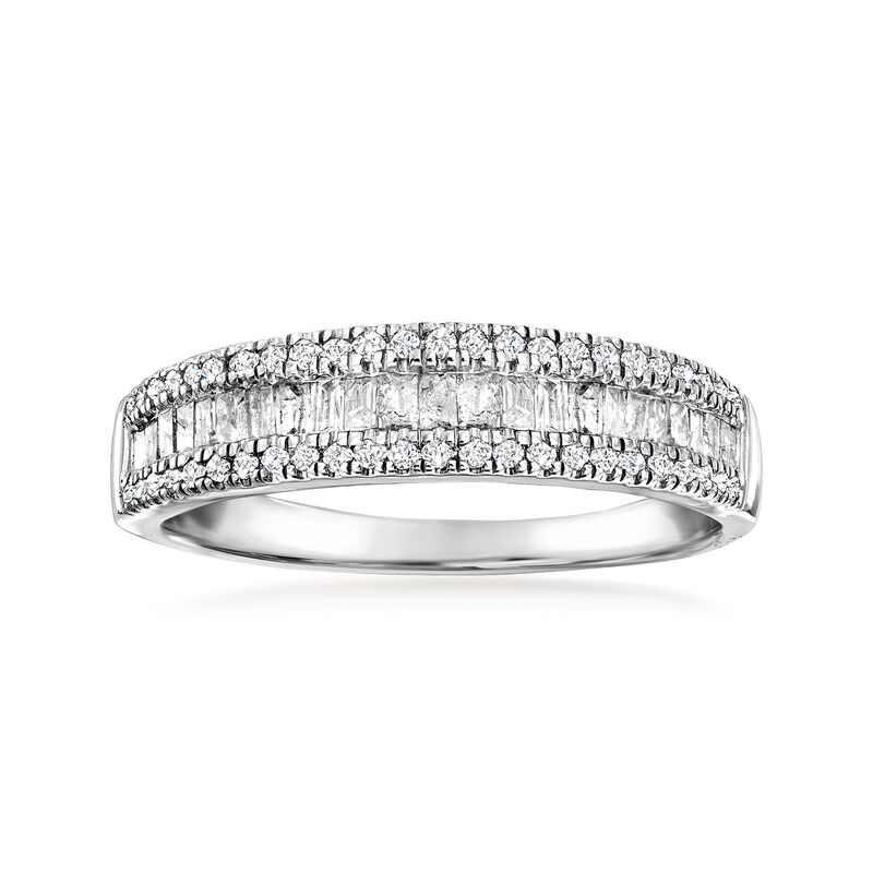 .50 ct. t.w. Baguette and Round Diamond Ring in Sterling Silver image number 0