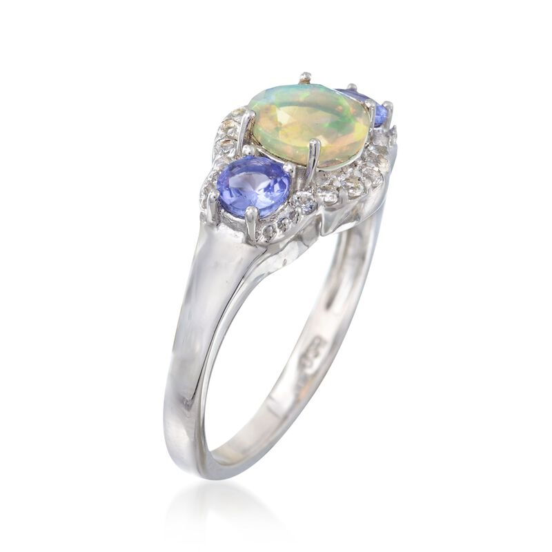 Opal and And .40 ct. t.w. Tanzanite Ring with White Topaz in Sterling Silver image number 2