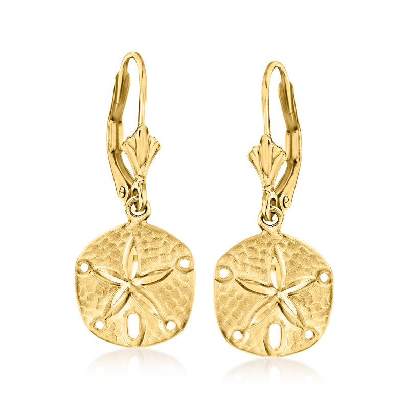 14kt Yellow Gold Sand Dollar Drop Earrings image number 0
