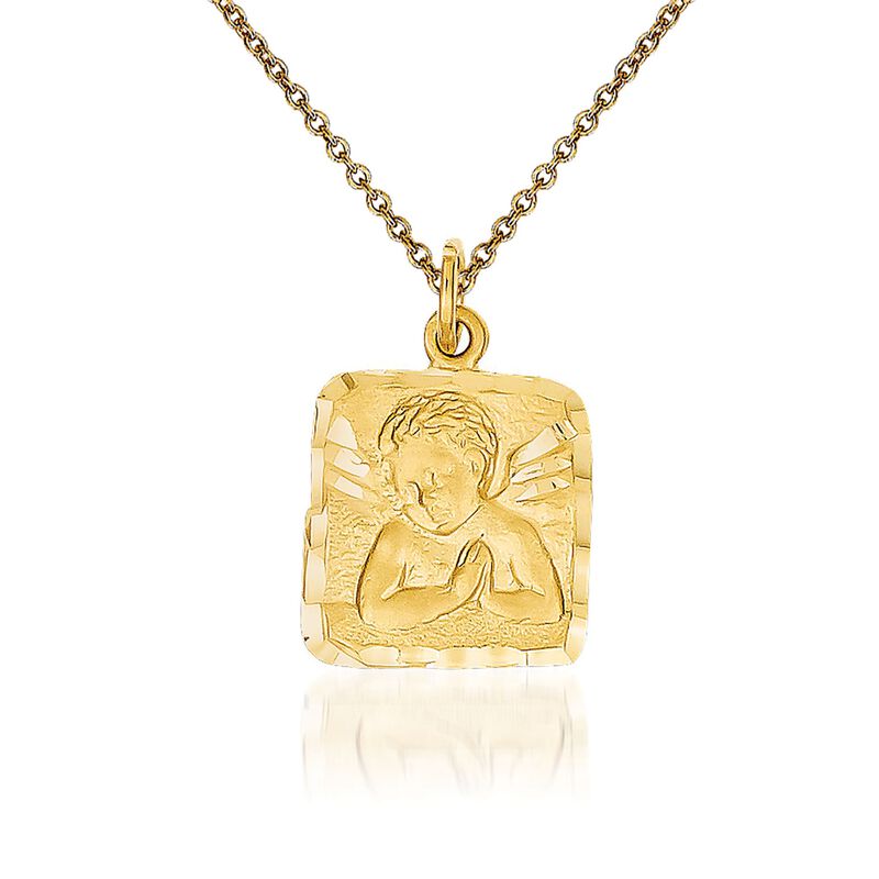 14kt Yellow Gold Angel Pendant Necklace image number 0