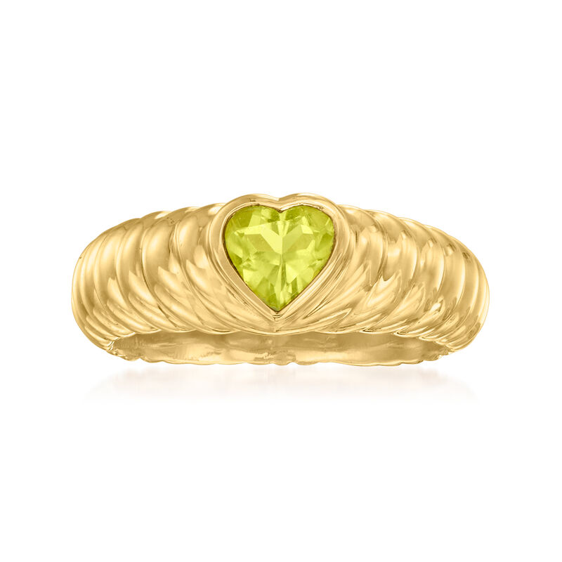 C. 1980 Vintage Tiffany Jewelry .60 Carat Peridot Heart Ring in 18kt Yellow Gold image number 0
