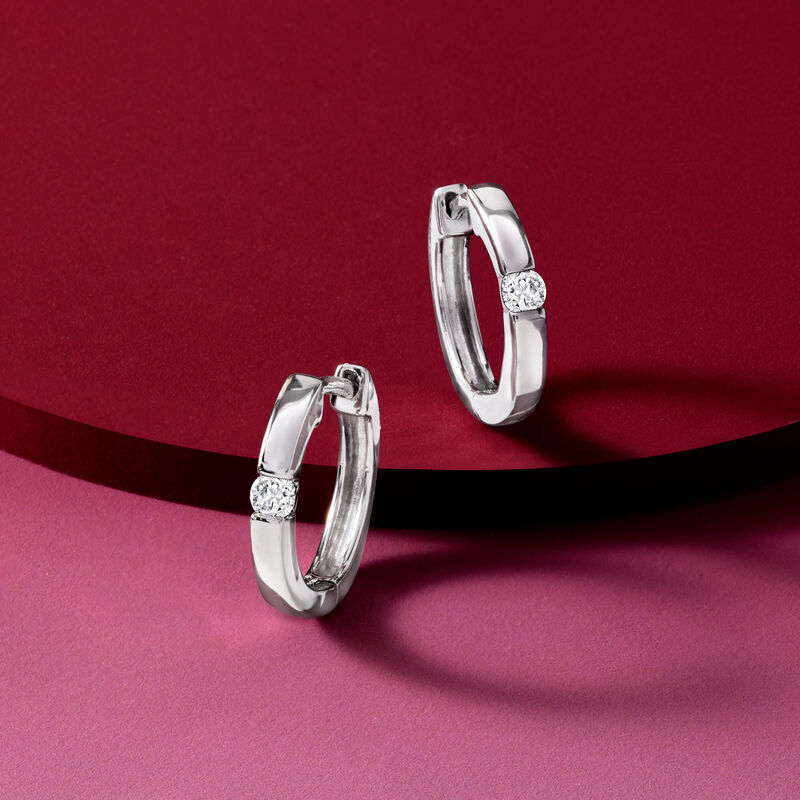 .10 ct. t.w. Diamond Hoop Earrings in Sterling Silver. 1/2&quot; image number 3