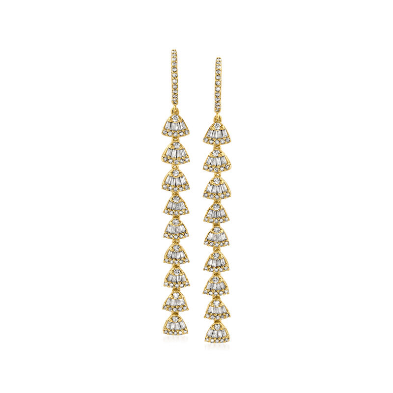 1.33 ct. t.w. Diamond Linear Drop Earrings in 18kt Gold Over Sterling image number 0