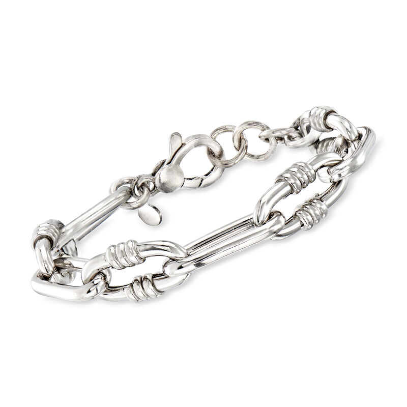 Italian Sterling Silver Paper Clip Link Bracelet image number 0