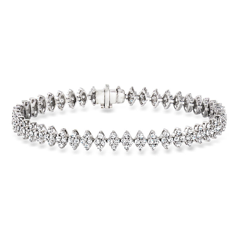 C. 1990 Vintage 4.50 ct. t.w. Diamond Marquise-Shaped Station Bracelet in 18kt White Gold. 6.5" image number 0