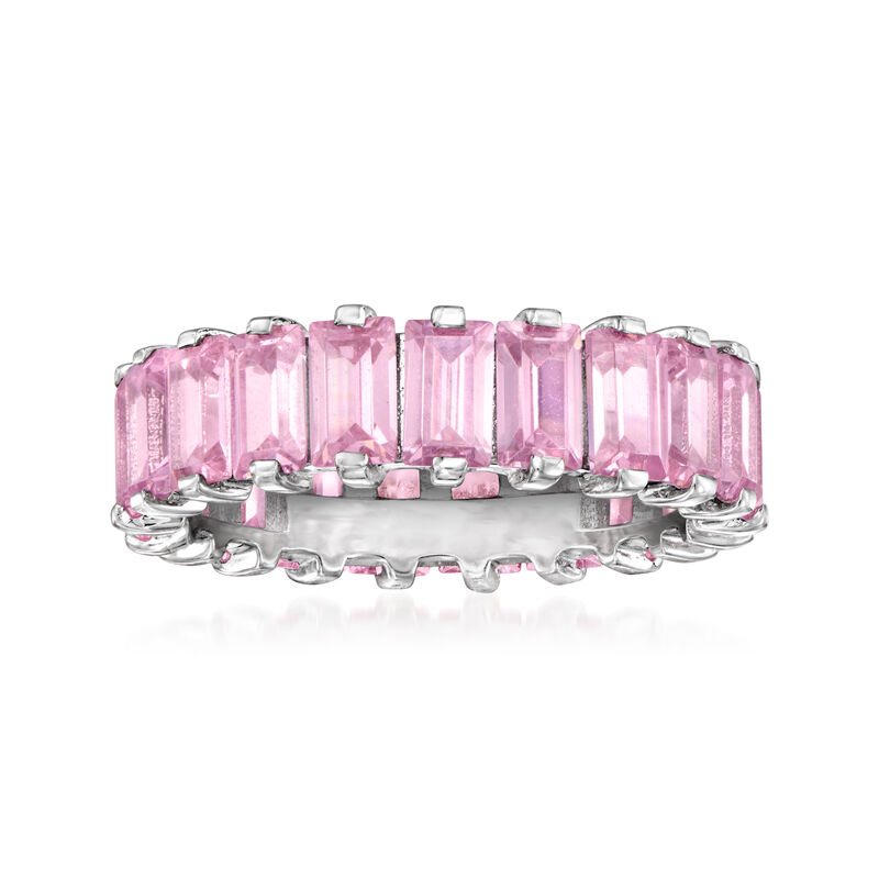 5.50 ct. t.w. Simulated Pink Sapphire Eternity Band in Sterling Silver image number 0