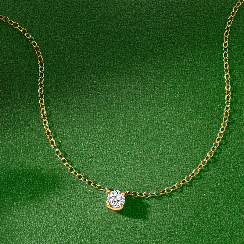 .20 Carat Lab-Grown Diamond Solitaire Necklace in 14kt Yellow Gold. 16&quot; image number 2