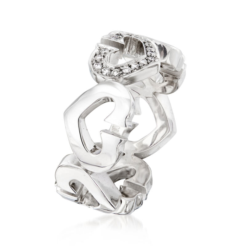 C. 1990 Vintage Cartier .13 ct. t.w. Diamond Heart Ring in 18kt White Gold. Size 4.5 image number 2