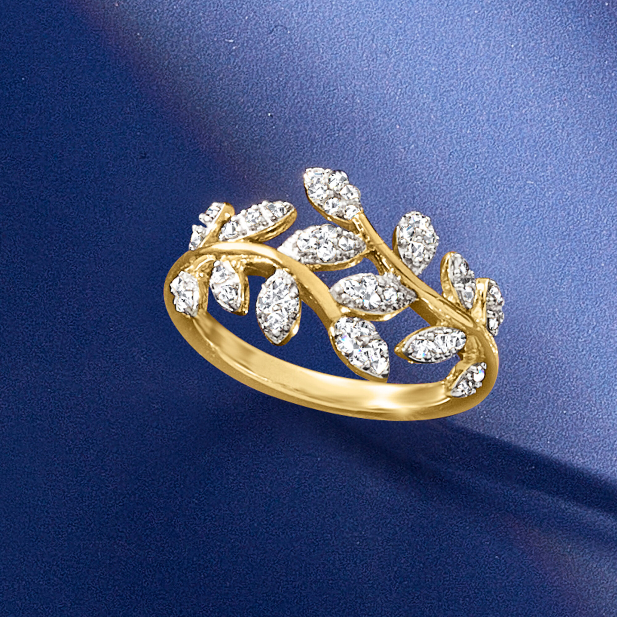33 ct. t.w. Diamond Vine Ring in 18kt Gold Over Sterling