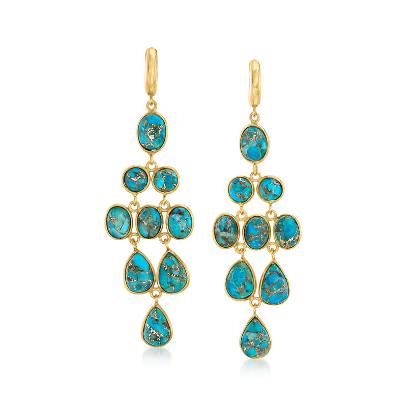 Turquoise Chandelier Earrings in 18kt Gold Over Sterling image number 0