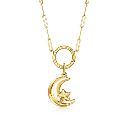 10kt Yellow Gold Crescent Moon and Star Pendant