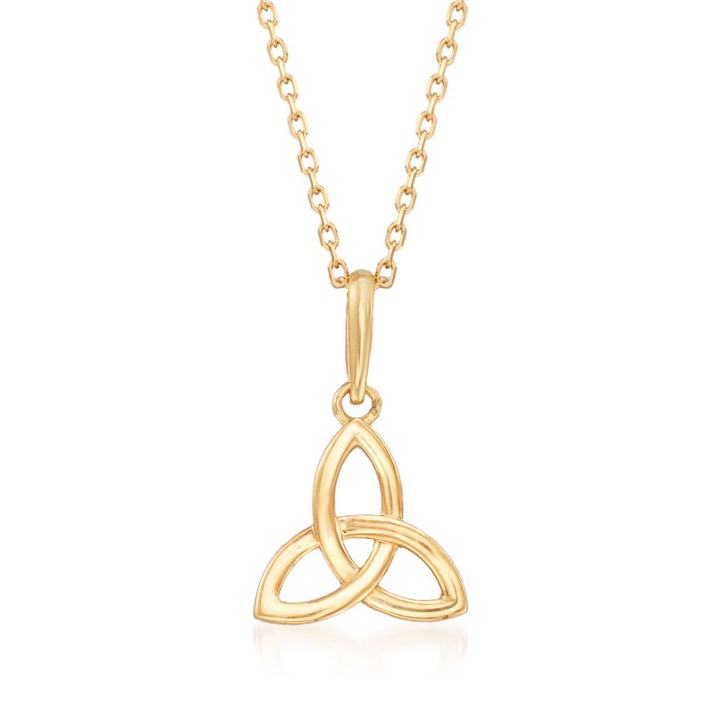 18kt Yellow Gold Celtic Trinity Knot Pendant Necklace image number 0