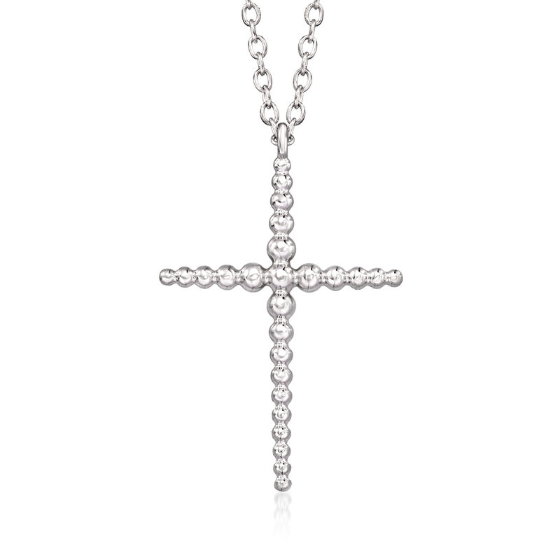 Gabriel Designs Sterling Silver Beaded Cross Necklace. 15.5&quot; image number 1