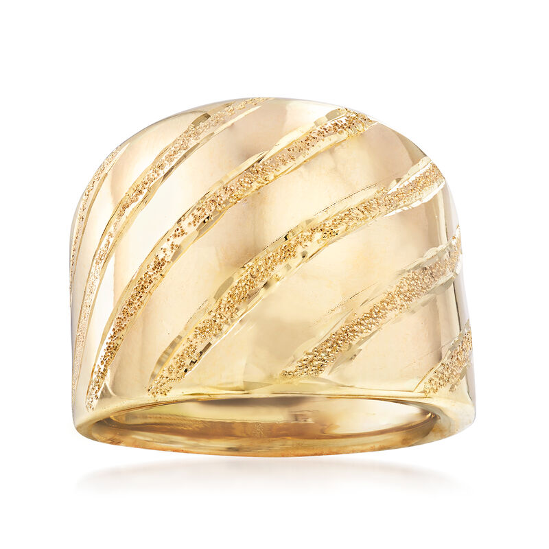 Italian 14kt Yellow Gold Striped Dome Ring image number 0