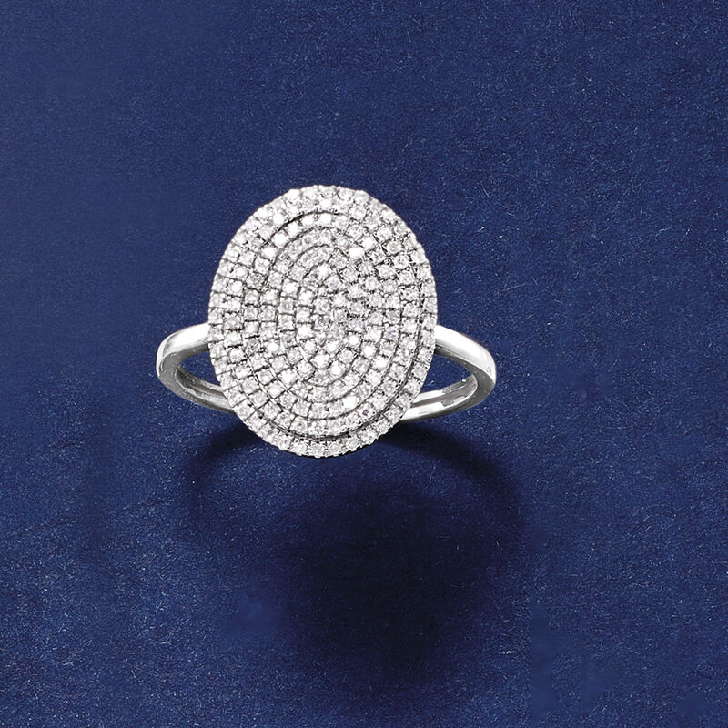 .35 ct. t.w. Pave Diamond Oval Ring in 14kt White Gold image number 3