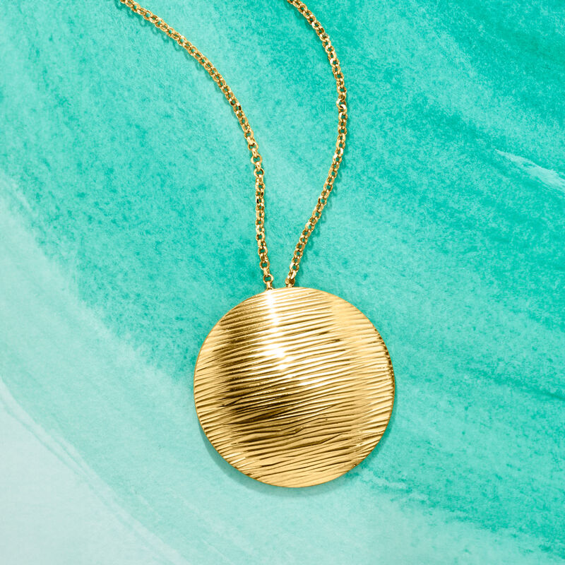 Italian 18kt Gold Over Sterling Ridged Circle Necklace image number 2