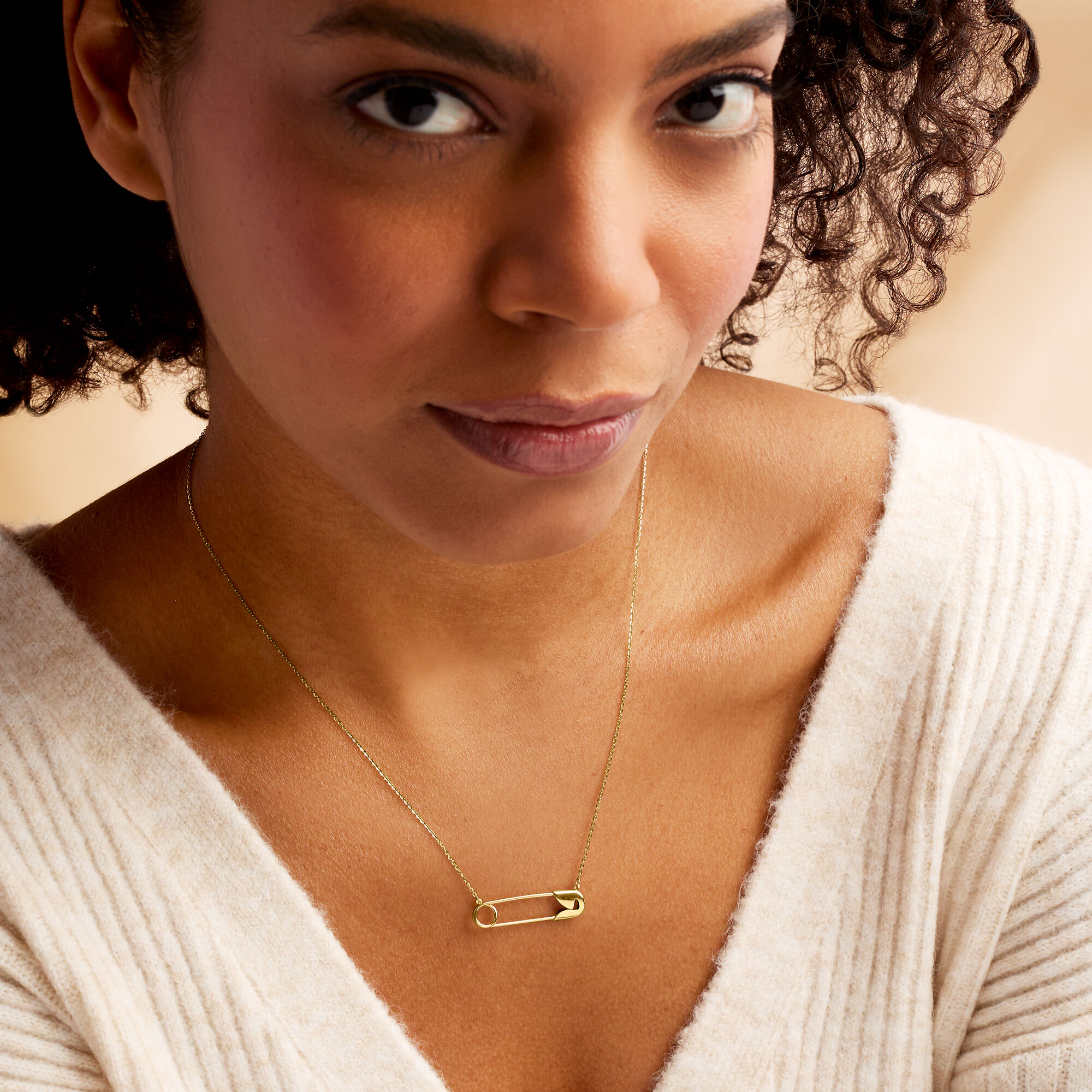 Italian 14kt Yellow Gold Safety Pin Necklace | Ross Simons