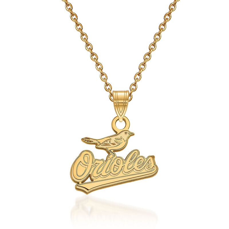 14kt Yellow Gold MLB Baltimore Orioles Pendant Necklace. 18&quot; image number 0