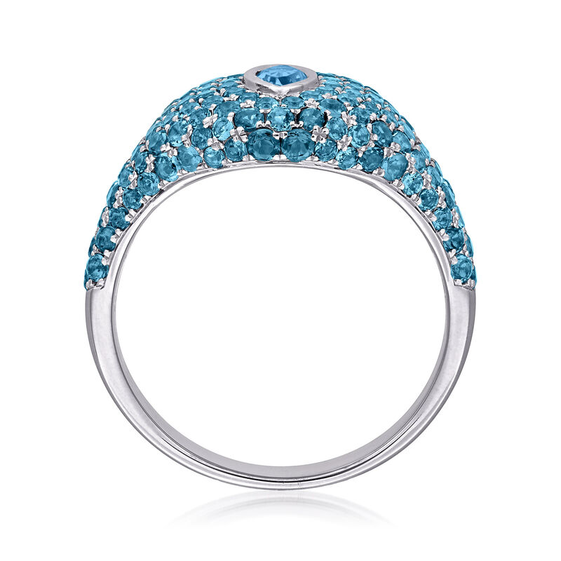 .20 Carat Swiss Blue Topaz and 1.90 ct. t.w. London Blue Topaz Signet Ring in 14kt White Gold image number 2