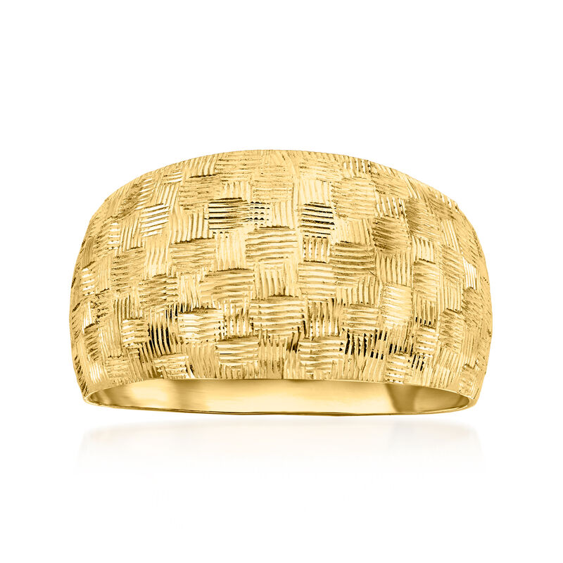 Italian 14kt Yellow Gold Basketweave-Pattern Ring. Size 8 image number 0