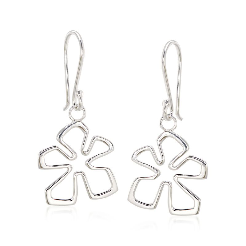 Zina Sterling Silver Small &quot;Tiki&quot; Flower Drop Earrings  image number 0