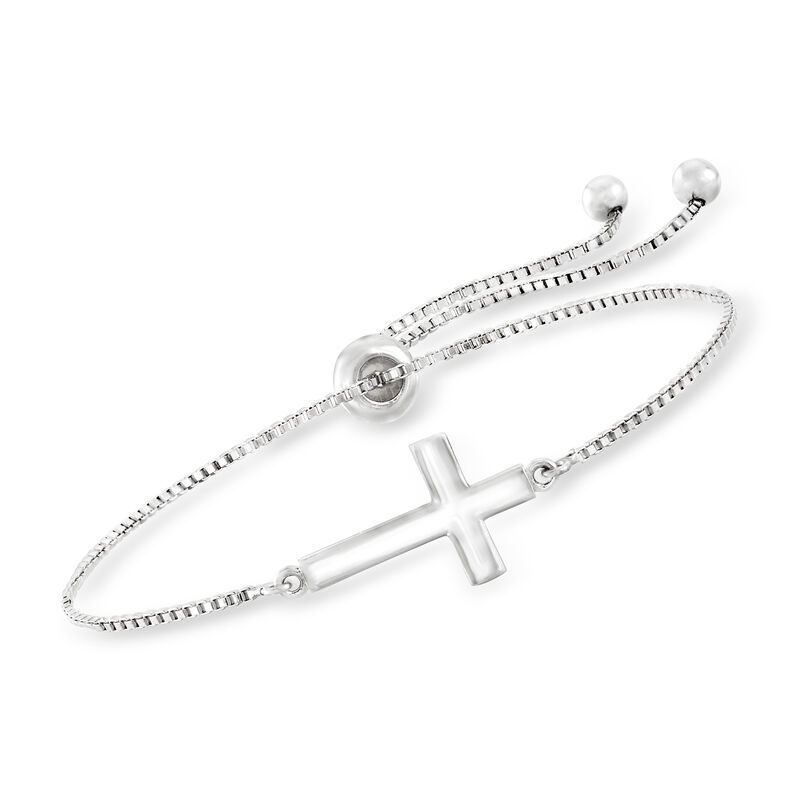 Sterling Silver Jewelry Set: Two Religious Symbol Bolo Bracelets image number 4