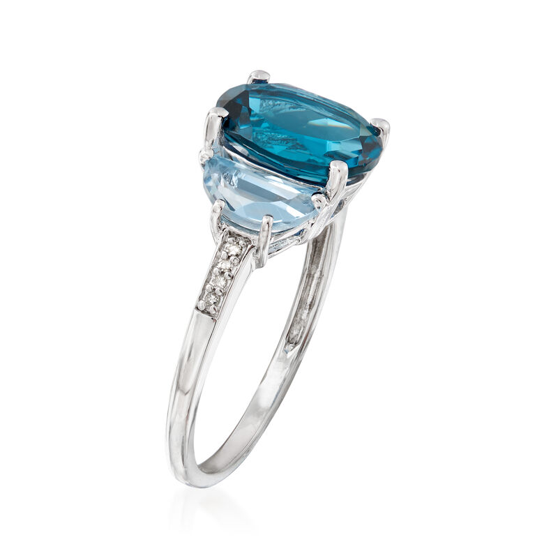 4.50 ct. t.w. London and Sky Blue Topaz Ring with Diamonds in Sterling Silver image number 2