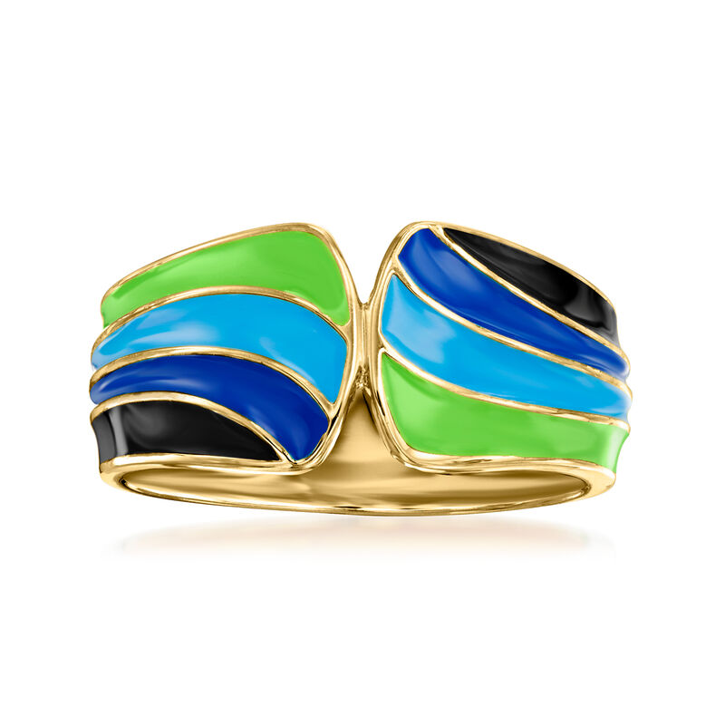 Multicolored Enamel Ring in 18kt Gold Over Sterling image number 0