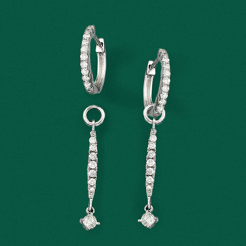 .50 ct. t.w. Diamond Hoop Earrings in 14kt White Gold image number 4
