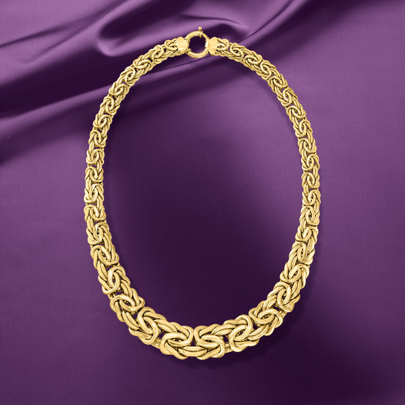 14kt Yellow Gold Graduated Byzantine Necklace image number 3
