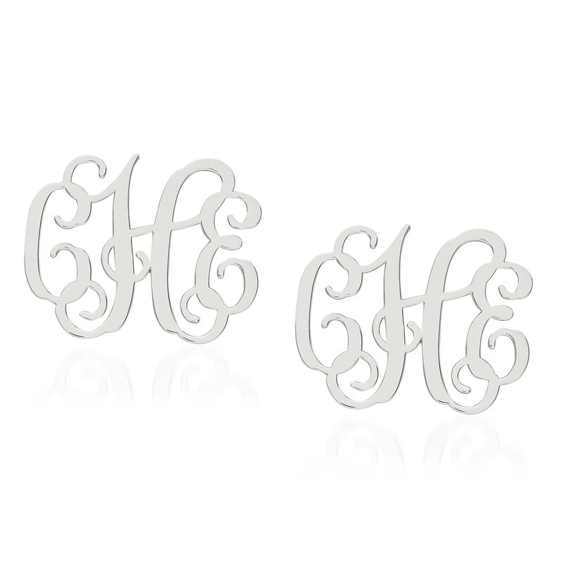 Sterling Silver Personalized Monogram Earrings image number 0