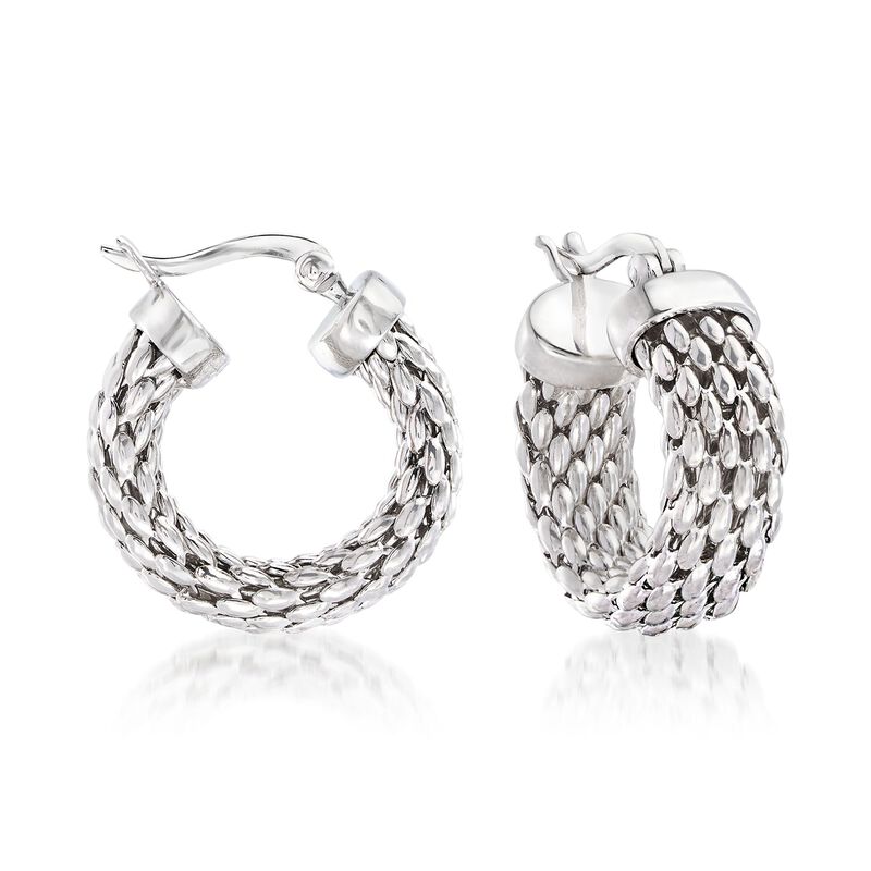 Sterling Silver Mesh Hoop Earrings image number 0