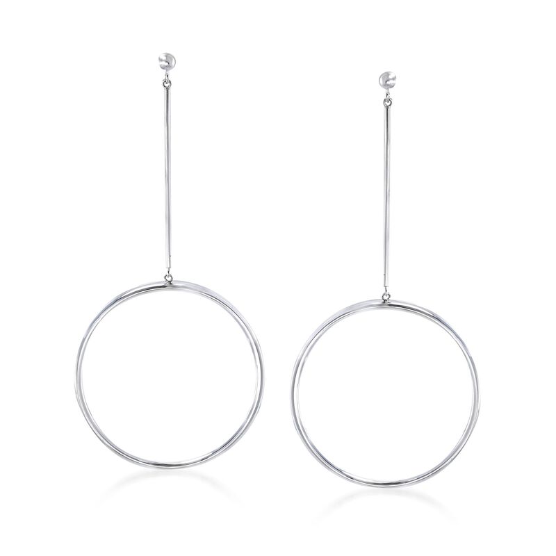 Sterling Silver Linear Bar and Open Circle Drop Earrings image number 0