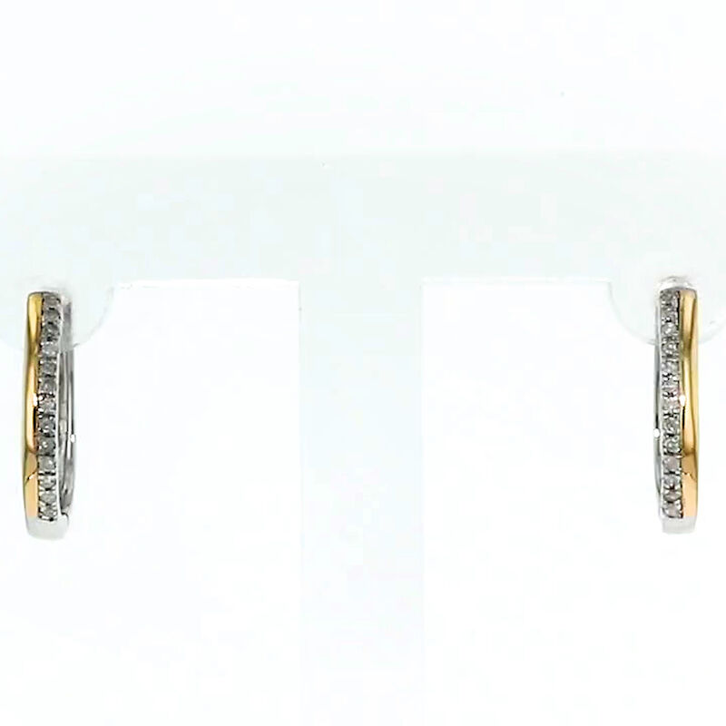 .10 ct. t.w. Diamond Hoop Earrings in 14kt Yellow Gold and Sterling Silver image number 2