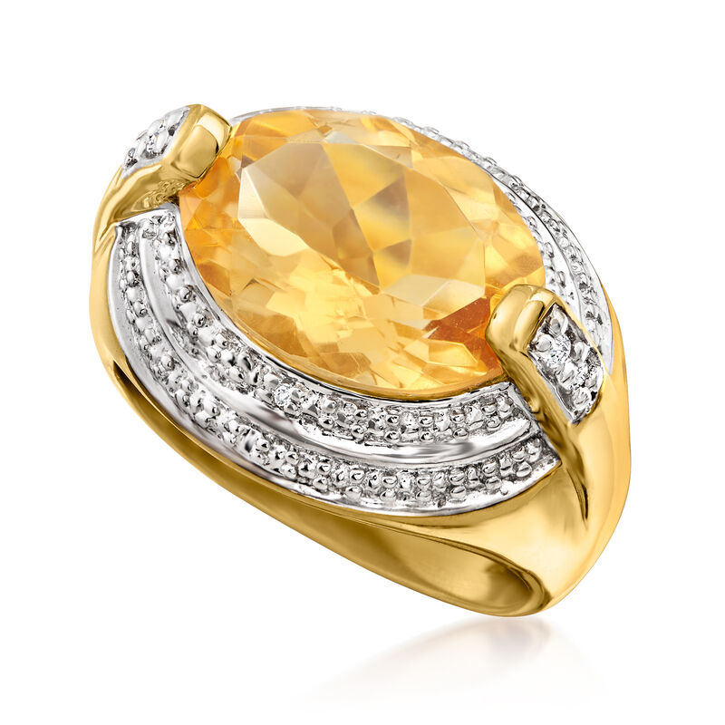 5.50 Carat Citrine Ring with White Topaz Accents in 18kt Gold Over Sterling image number 3