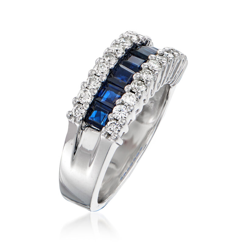 1.40 ct. t.w. Sapphire and .66 ct. t.w. Diamond Ring in 14kt White Gold. Size 7 image number 2