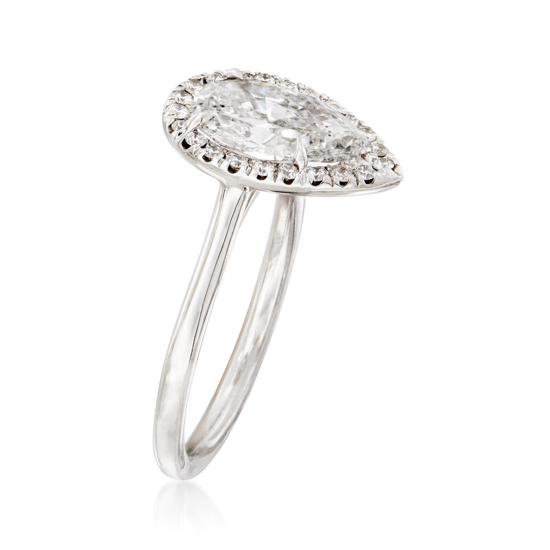 Majestic Collection 2.11 Carat Pear Diamond and .19 ct. t.w. Diamond Halo Ring in 18kt White Gold   image number 2