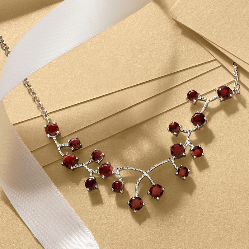 6.75 ct. t.w. Garnet Vine Necklace in Sterling Silver image number 3