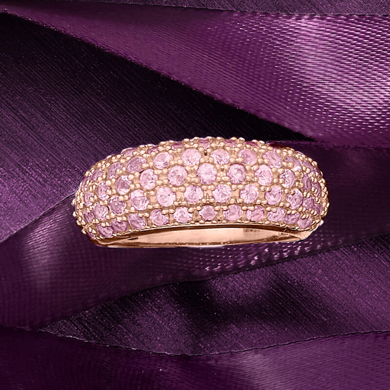 2.50 ct. t.w. Pave Pink Sapphire Ring in 14kt Rose Gold image number 4