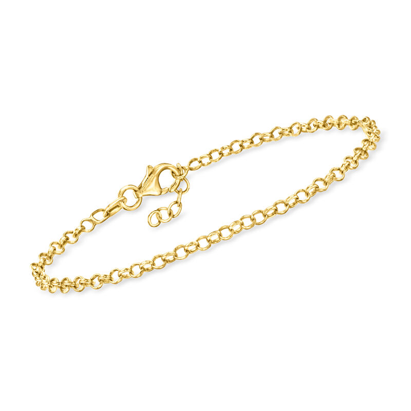 Italian 2.5mm 18kt Gold Vermeil Rolo-Link Bracelet image number 0